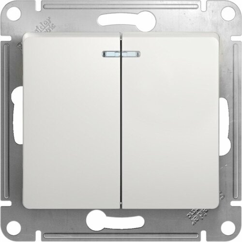 Schneider Electric GLOSSA мех. выключатель СУ 2 клавиши белый (пласт. осн, инд.) GSL000153 systeme electric atlasdesign мех выключатель су 2 клавиши белый antibacterial пласт осн инд atn000153