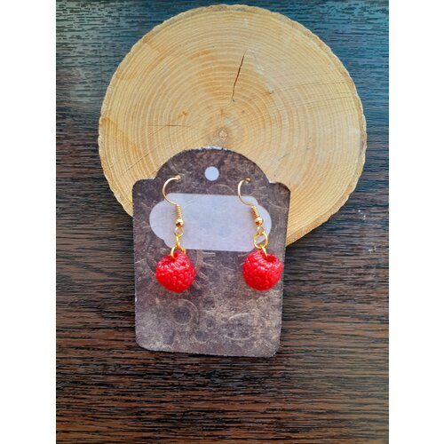 Серьги , полимерная глина, размер 38 мм, красный