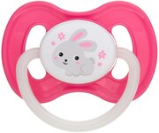 Пустышка Canpol Babies симметричная силиконовая, 6-18 Bunny & company, цвет: розовый