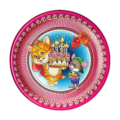 фото Мистерия тарелки одноразовые бумажные детский праздник, 23 см, 6 шт., розовый