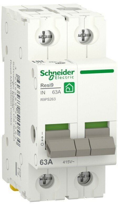 Выключатель нагрузки (модульный рубильник) RESI9 63А 2P R9PS263 Schneider Electric