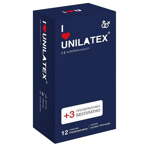 Ультрапрочные презервативы Unilatex Extra Strong - 12 шт. + 3 шт. в подарок ультрапрочные презервативы unilatex® extra strong 1 уп 12 3 шт ul 3022