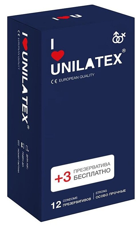 Unilatex / Презервативы Unilatex Extra Strong 12+3 шт Особопрочные.