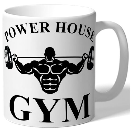 фото Кружка белая power house gym, мужик со штангой drabs