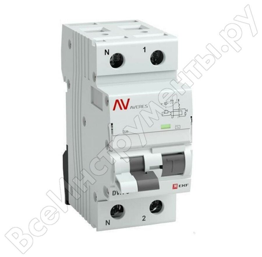 Автомат дифференциальный EKF Averes DVA-6 10А 30 мА 1P+N Тип А 6 кА (rcbo6-1pn-10C-30-a-av)