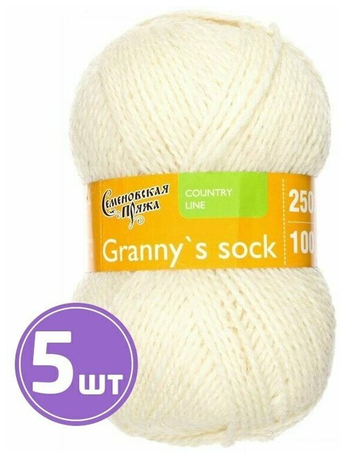 Пряжа Семеновская пряжа Grannys sock W (25), суровый 5 шт. по 100 г