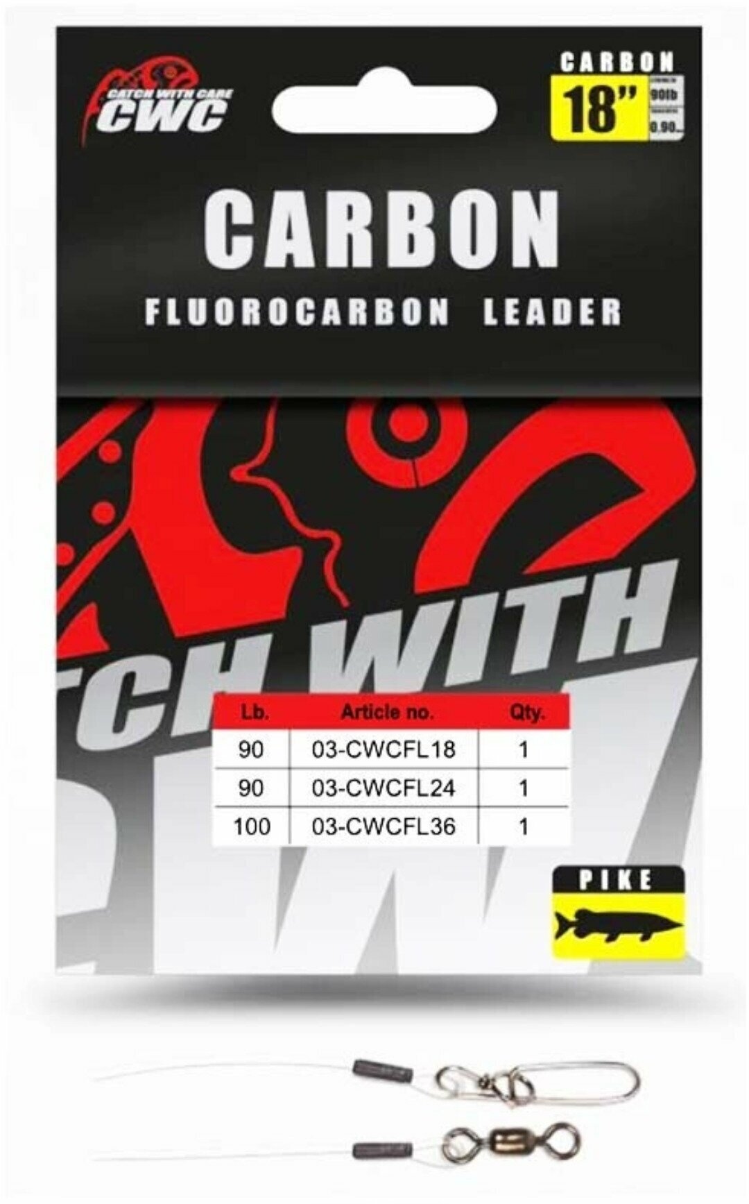 Поводок флюркарбон CWC Carbon Leader 36" 100lb / 10mm 91см