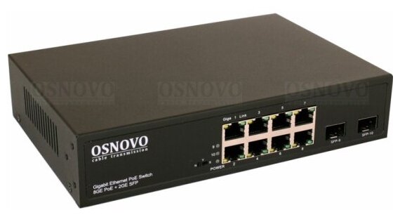 Коммутатор PoE Osnovo SW-80802(150W) Gigabit Ethernet на 8 RJ45 + 2 SFP порта