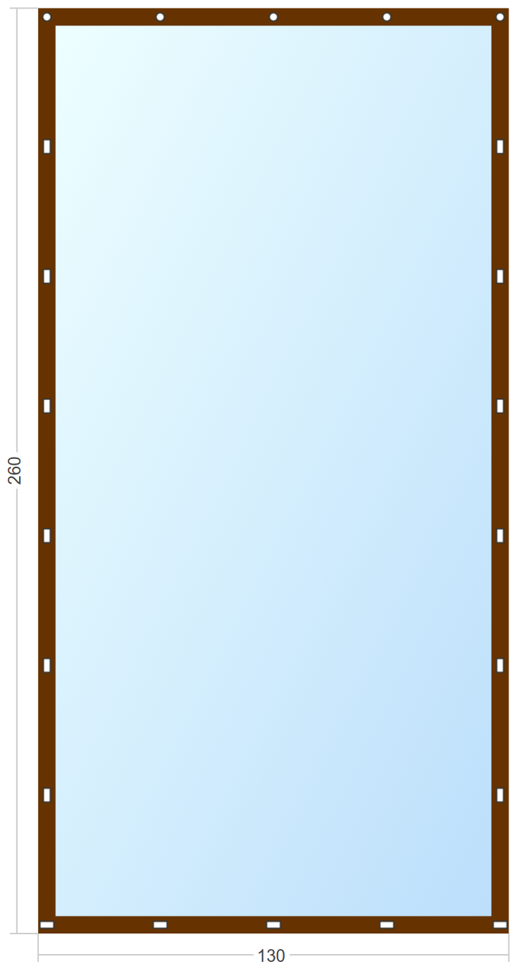 Мягкое окно Софтокна 130х260 см съемное, Скоба-ремешок, Прозрачная пленка 0,7мм, Коричневая окантовка, Комплект для установки - фотография № 3