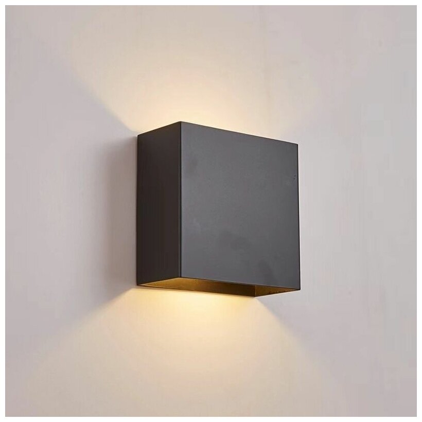 Светодиодный настенный светильник в форме кубика вверх вниз Современный Бра Wogow 022 Черный - фотография № 4