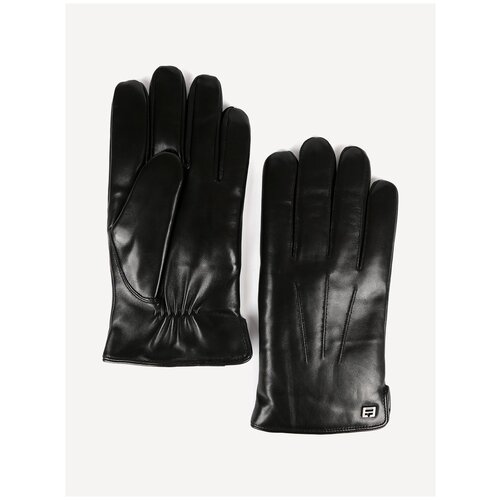 фото Перчатки fabretti, демисезон/зима, натуральная кожа, подкладка, утепленные, размер 9.5, черный