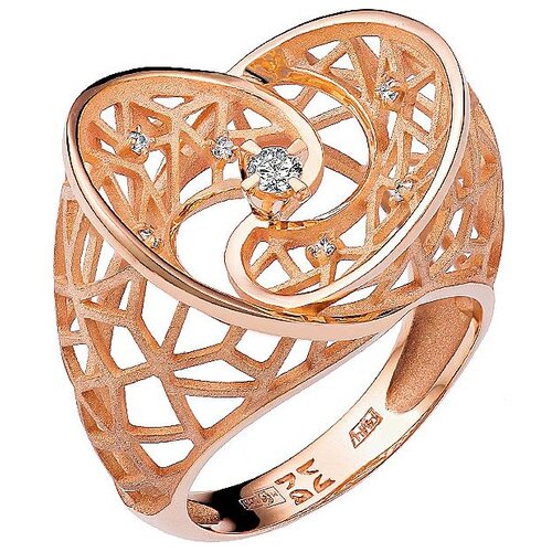 фото Эстет кольцо сердце с 7 бриллиантами из красного золота 01к617631, размер 17