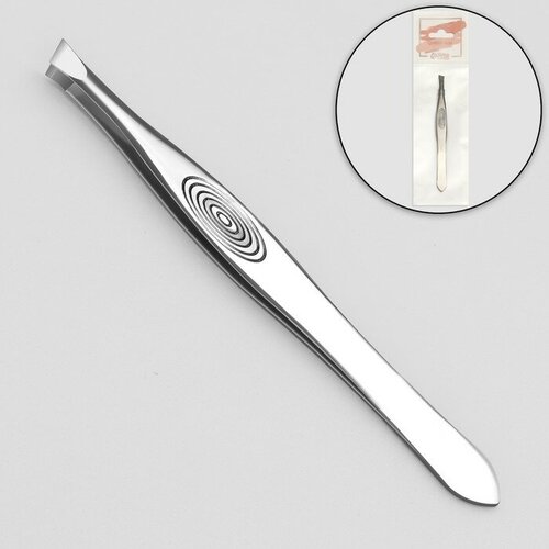 Пинцет скошенный узкий 9 см цвет серебристый 60₽