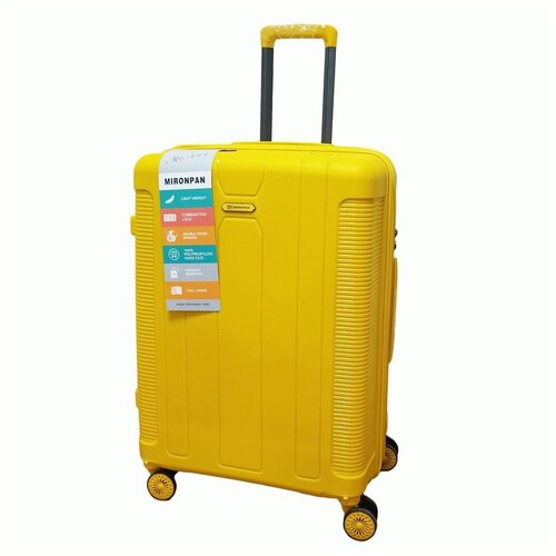 Чемодан MIRONPAN, 80 л, размер M+, желтый чемодан полипропилен mironpan черный м 66х44х26 3 см 3 4 кг 70л