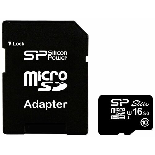 Карта памяти Silicon Power microSDHC 16 ГБ Class 10, V10, A1, UHS-I U1, R/W 85/15 МБ/с, адаптер на SD, 1 шт., черный