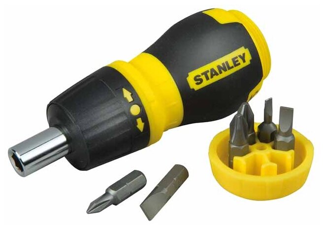 Отвертка Multibit Stubby с храповым механизмом с 6 сменными битами STANLEY 0-66-358