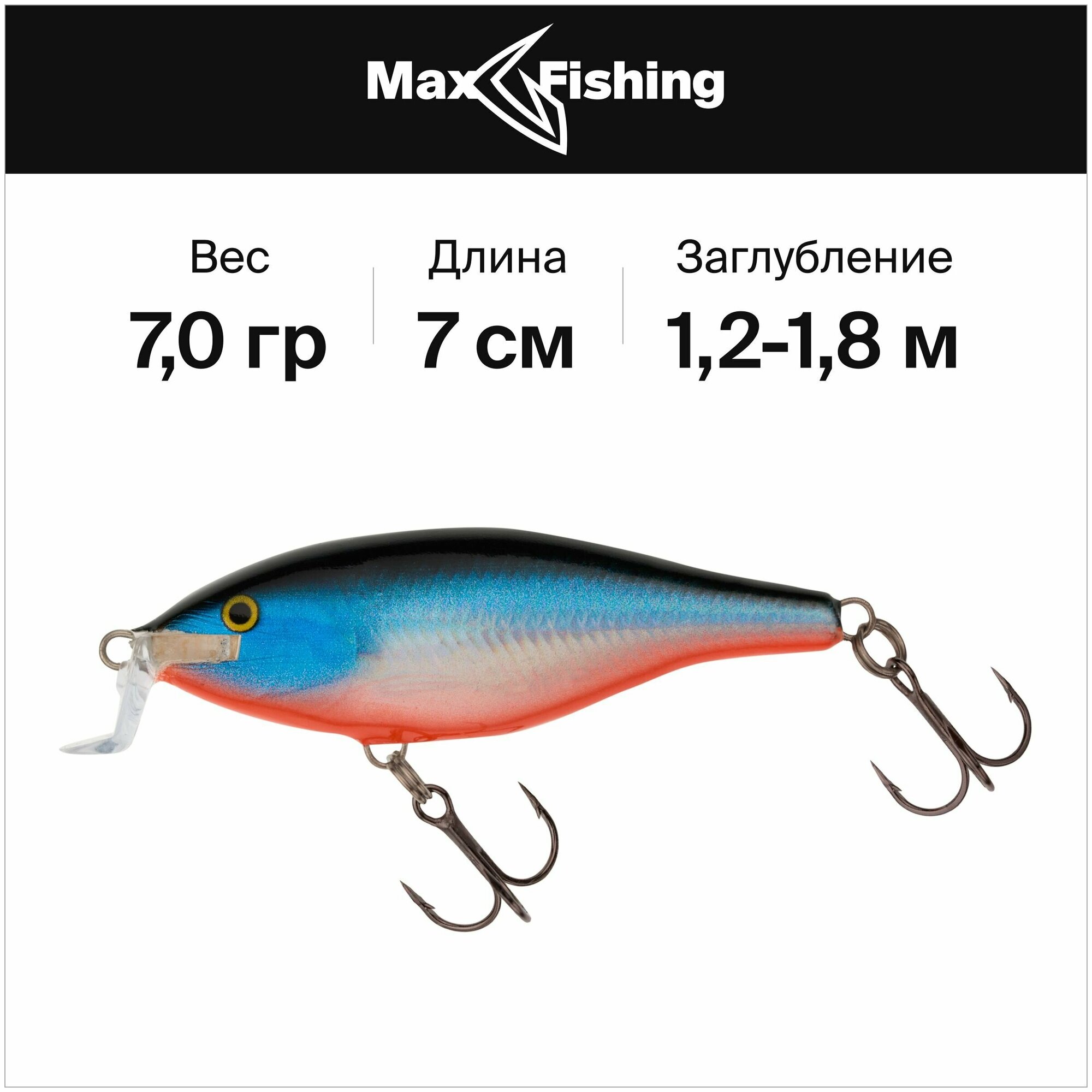 Воблеры для рыбалки Rapala Shallow Shad Rap 07 #BGHH 7 гр 12-18 м.