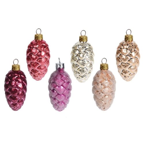 фото Набор ёлочных игрушек шишка в инее, стекло, 3.5х7 см, (набор 12 шт.), koopman international avg104220-набор