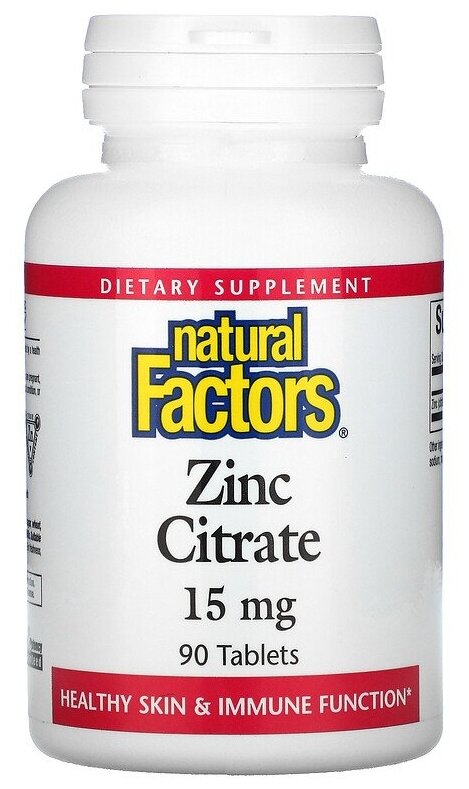 Natural Factors Zinc Citrate таб., 15 мг, 50 г, 90 шт.