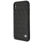 Чехол BMW для iPhone X/XS Signature Embossed hexagon Hard Leather Black - изображение