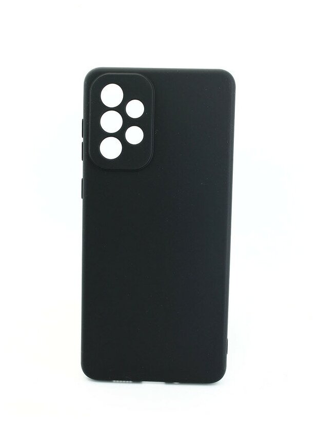 Чехол силиконовый матовый для Samsung Galaxy A73, с защитой камеры, черный