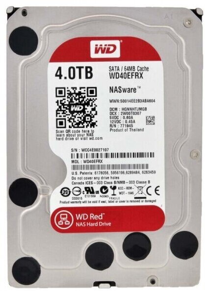 Жесткий диск Western Digital WD40EFRX 4Tb SATAIII 3,5" HDD