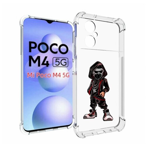 Чехол MyPads крутой-ниндзя для Xiaomi Poco M4 5G задняя-панель-накладка-бампер