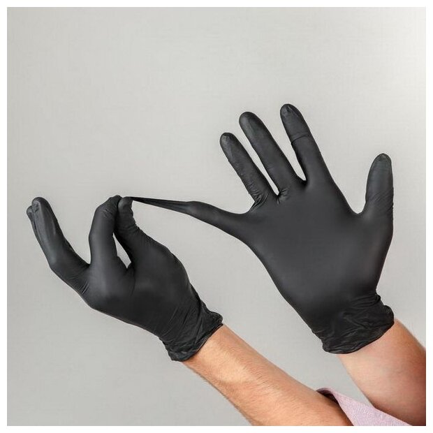 Перчатки нитриловые BENOVY Q черные размер M (50 пар) - фотография № 11