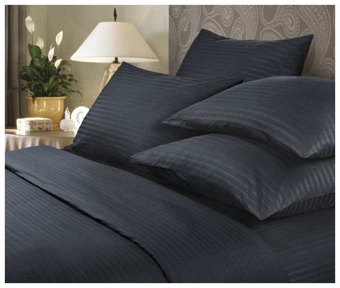 Комплект постельного белья "Verossa" Stripe Семейный Black