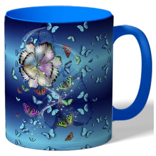 фото Кружка цветная с рисунком бабочки drabs