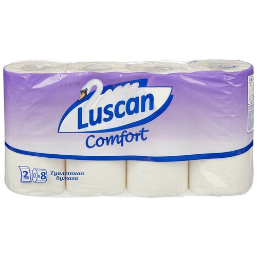 Бумага туалетная Luscan Comfort 2 слоя бел 100% цел втул 8рул/уп