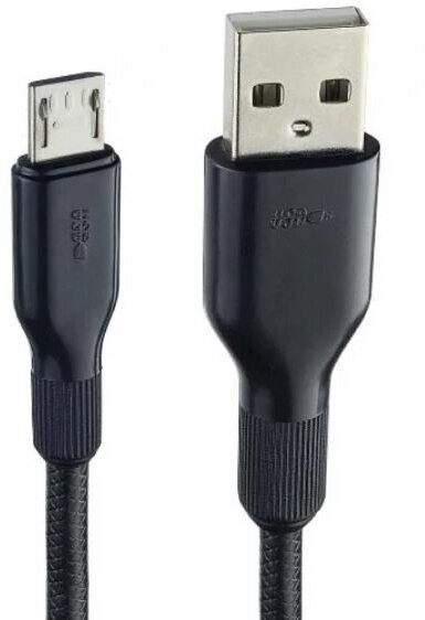 Кабель PERFEO USB2.0 A вилка - Micro USB вилка, черный, силикон, 1.0 мeters (U4807)