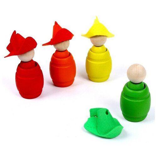 развивающая игрушка деревянные горы заготовка неокрашенная Сортер «Ребята в шляпках», 4 цвета