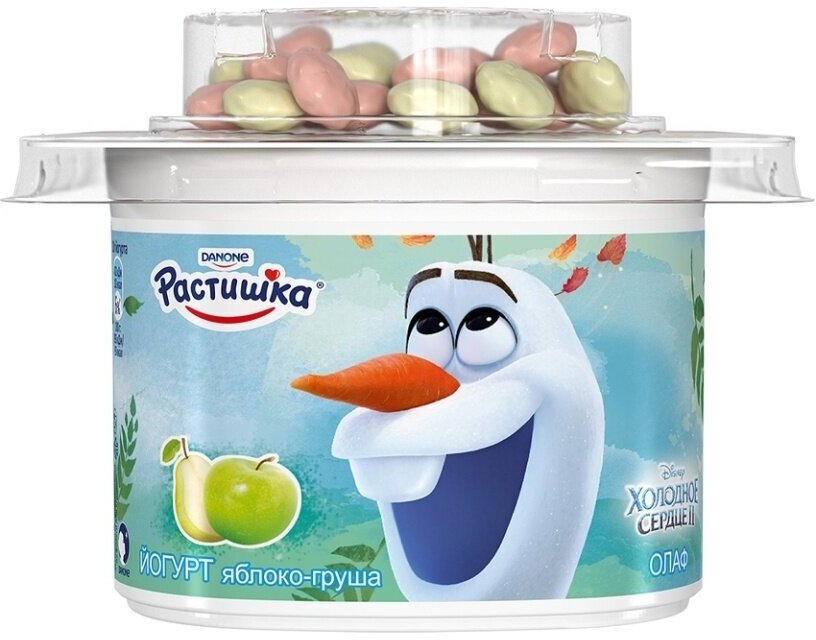 Йогурт Растишка Яблоко-Груша с печеньем в шоколаде 3% 118г Danone - фото №7