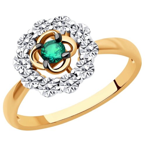 фото Diamant кольцо из комбинированного золота с родированием с изумрудом 51-210-00999-2, размер 18.5