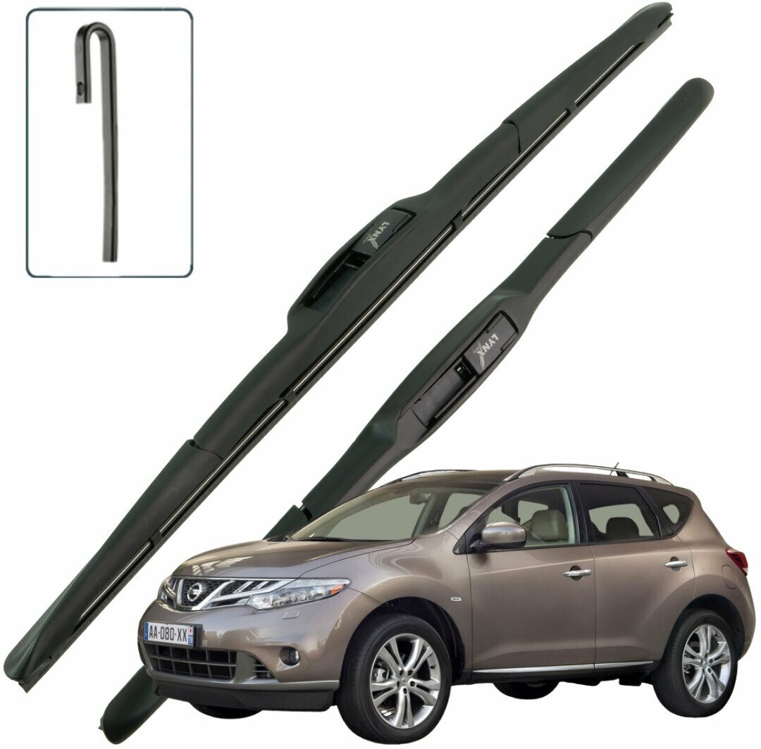 Дворники Nissan Murano (2) Z51 Ниссан Мурано З51 рест 2010 2011 2012 2013 2014 2015 2016 Щетки стеклоочистителя гибридные 650мм-400мм к-т 2шт