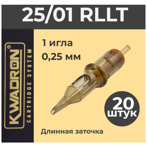 Kwadron Round Liner 25/1RLLT, 1 игла 0,25 мм 20 шт. (коробка) Тату картридж модули
