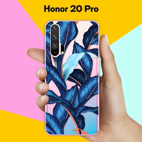 Силиконовый чехол Синие листья на Honor 20 Pro силиконовый чехол на honor 60 хонор 60 синие бабочки прозрачный