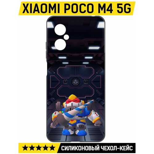 Чехол-накладка Krutoff Soft Case Brawl Stars - Паладин Вольт-Меха для Xiaomi Poco M4 5G черный чехол накладка krutoff soft case brawl stars паладин вольт меха для xiaomi poco x6 черный