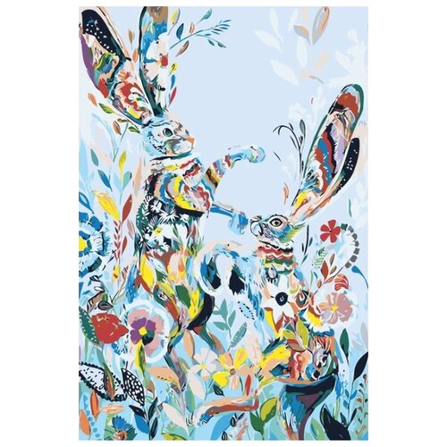 Картина по номерам Цветочные зайцы, 40x60 см