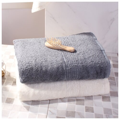 фото Доми полотенце банное harmonika bamboo цвет: ванильный лёд, пепельный серый 70х130 см - 2 шт dome