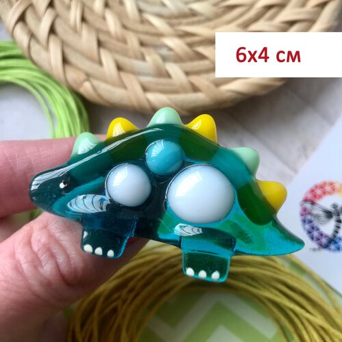 Брошь из стекла Динозаврик, 6х4см