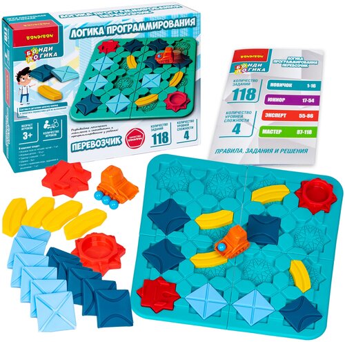 Настольная логическая игра головоломка Bondibon логика программирования. Перевозчик развивающая игрушка для детей от 3 лет / Подарок