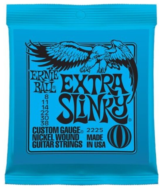 P02225 Extra Slinky Комплект струн для электрогитары, никель, 8-38, Ernie Ball