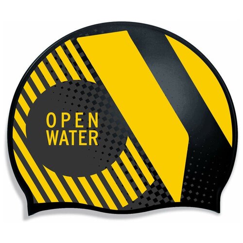 Шапочка для плавания HEAD HASHTAG, для тренировок цв.черно-желтый #OpenWater
