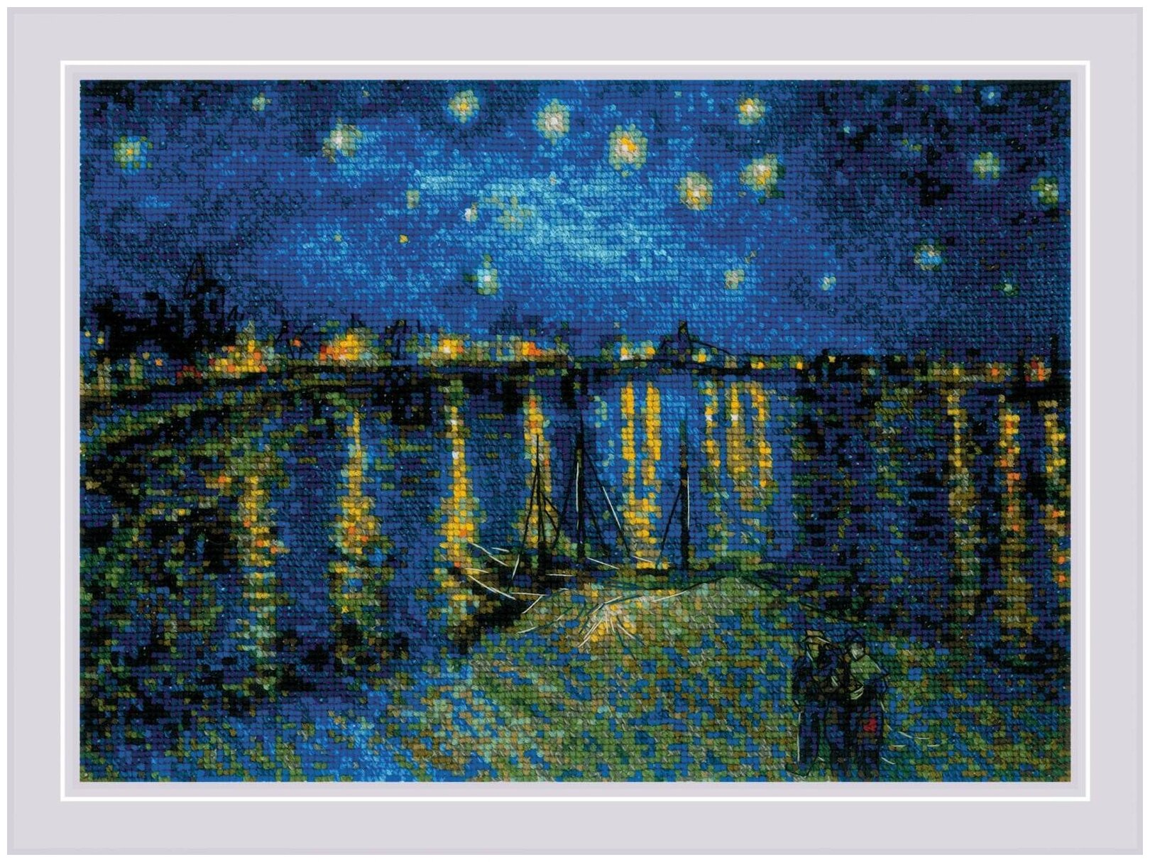 Набор для вышивания крестом Звездная ночь над Роной по мотивам картины В. Ван Гога Риолис арт.1884 38х26 см