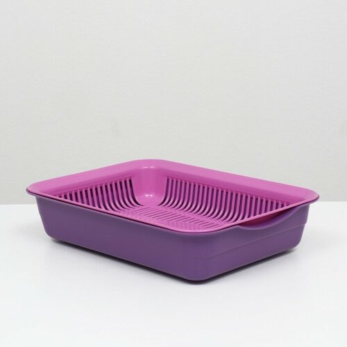 лоток с рамкой и сеткой феликс фиолетовый м6933 пластик Туалет с сеткой, 35,5х26х7 см, лоток фиолетовый/сетка розовая