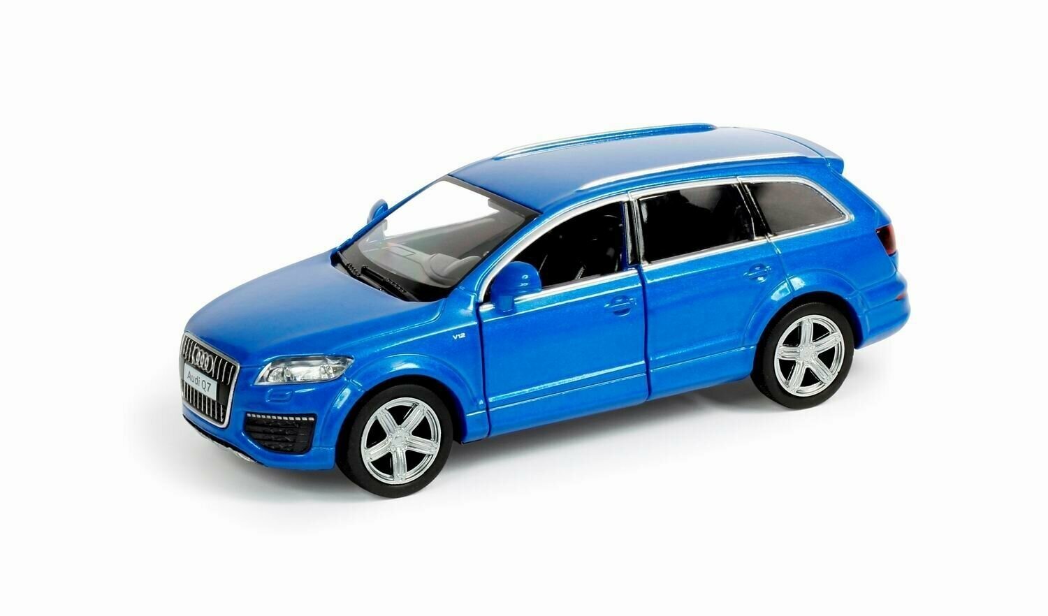 Машина металлическая RMZ City серия 1:32 Audi Q7 V12, инерционный механизм, двери открываются, синий цвет.
