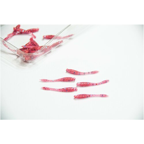 Силиконовая приманка для мормышинга TWorm 25 мм, цвет Пион/ Pion, уп. 20 шт.