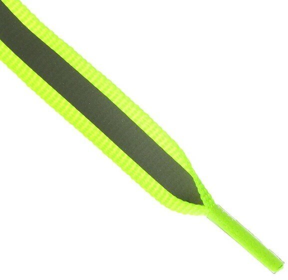 Шнурки плоские со светоотражающей полосой зеленого цвета - фотография № 9